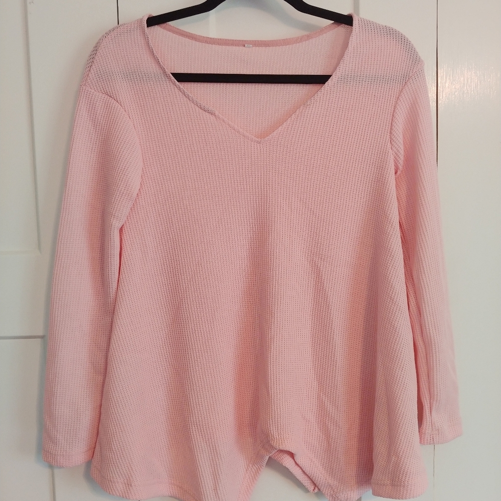 Long sleeve waffle weave sweater